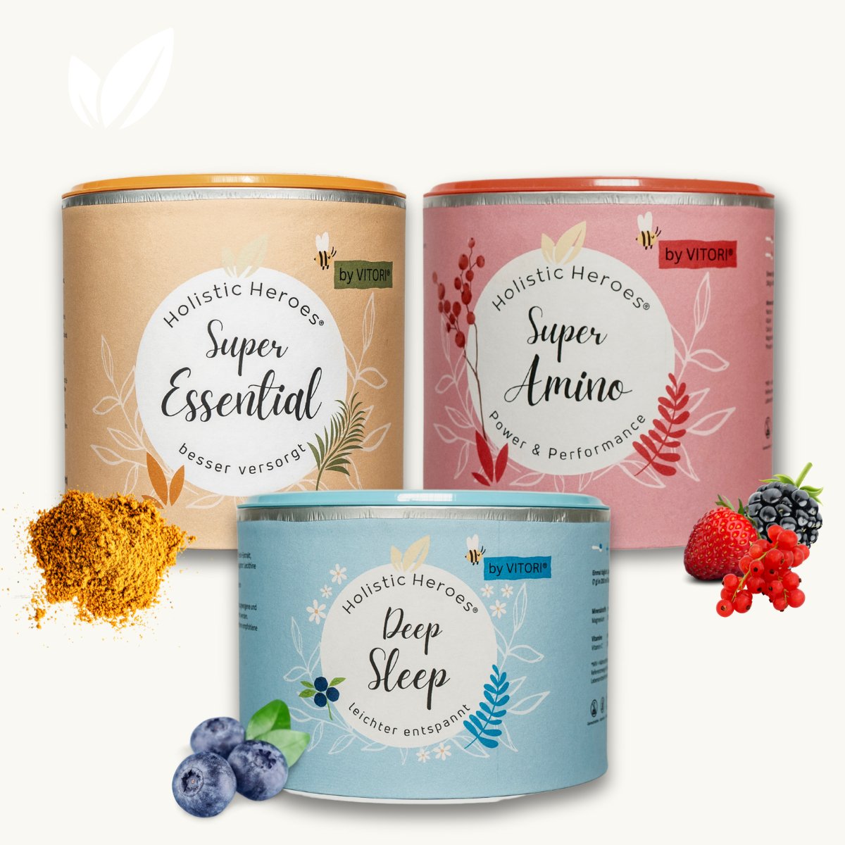 HOLISTIC BOOST Bundle - 240g Super ESSENTIAL + 420g Super AMINO + 210g Deep Sleep - Holistic Heroes GmbH
